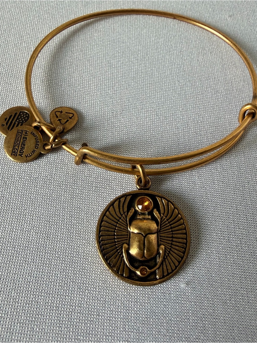 Gold Scarab Charm Bangle Bracelet - Alex and Ani